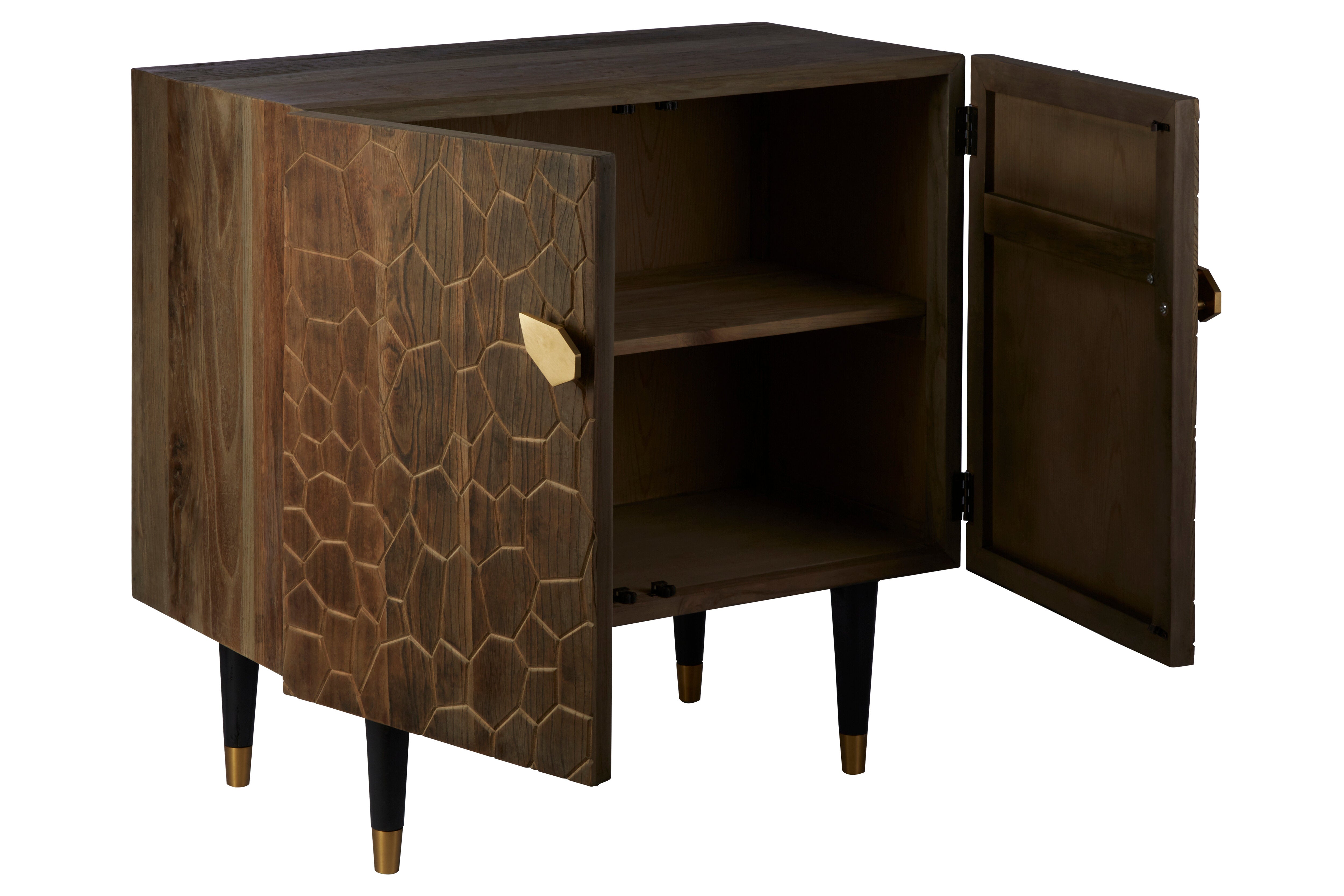 Cobre Natural Elm Wood Geometric Sideboard